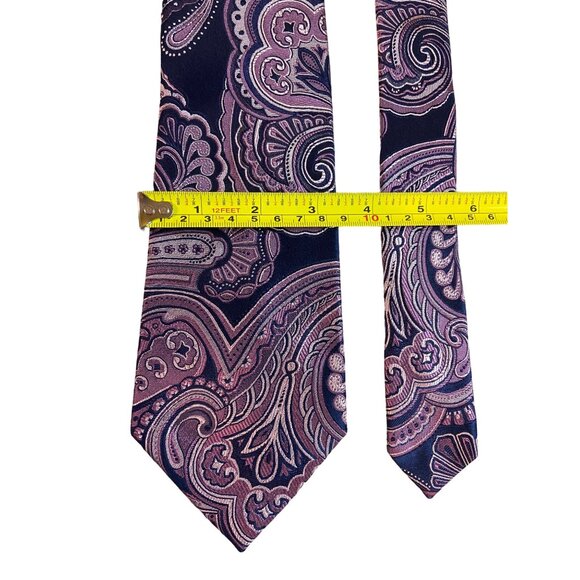 Geoffrey Beene Mens Silk Neck Tie Purple Blue White Paisley Work Dad Gift - Picture 3 of 6